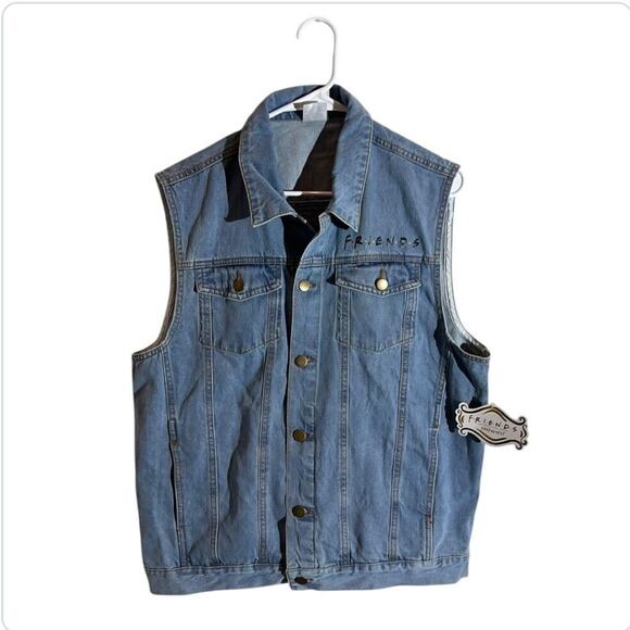 FRIENDS TV Series You're My Lobster Denim Jean Vest Rachel Ross Womens Sz L NWT - Picture 1 of 9